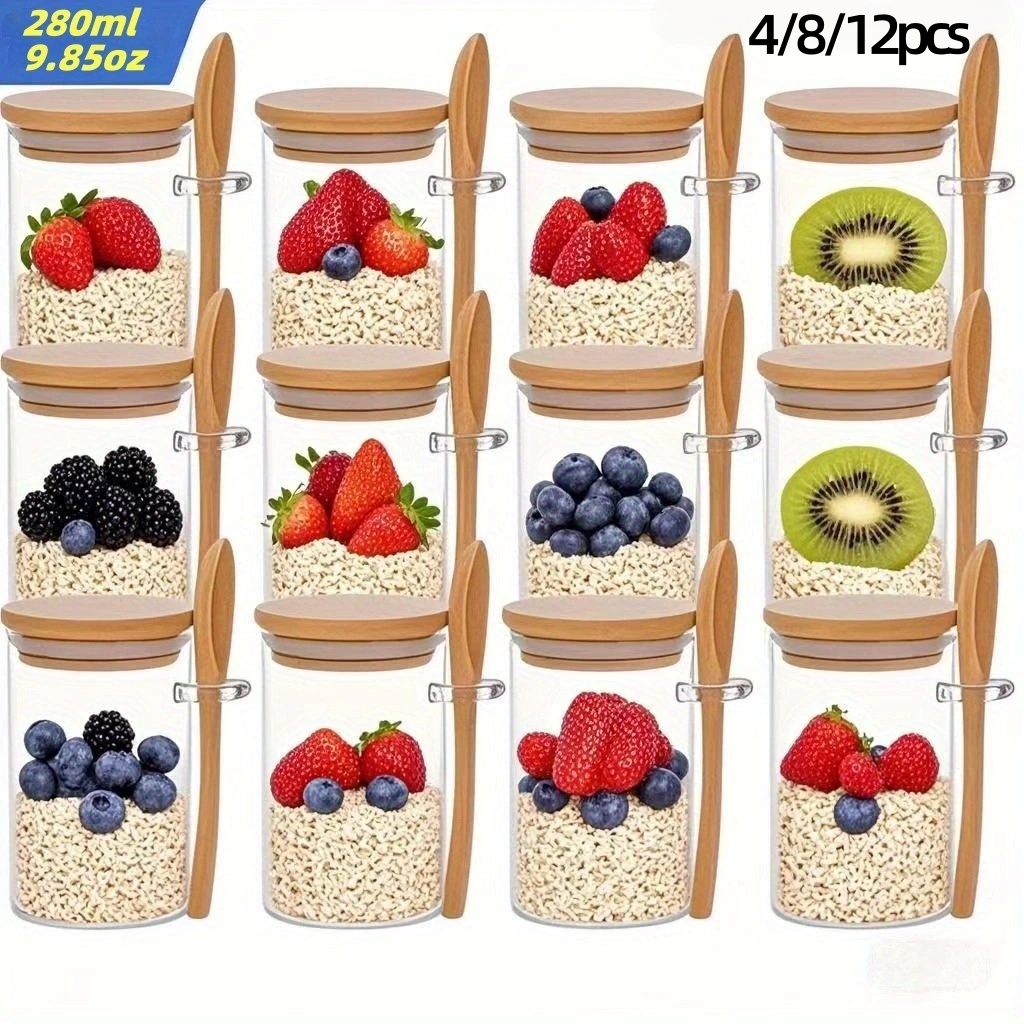Meal Prep Yogurt Containers - 4/8/12 pezzi, tazze per colazione con