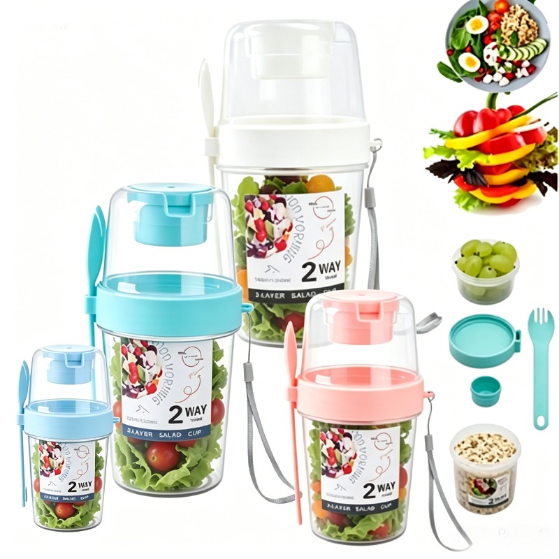 Meal Prep Yogurt Containers - Contenitore Portatile per Insalata, Doppio Contenitore