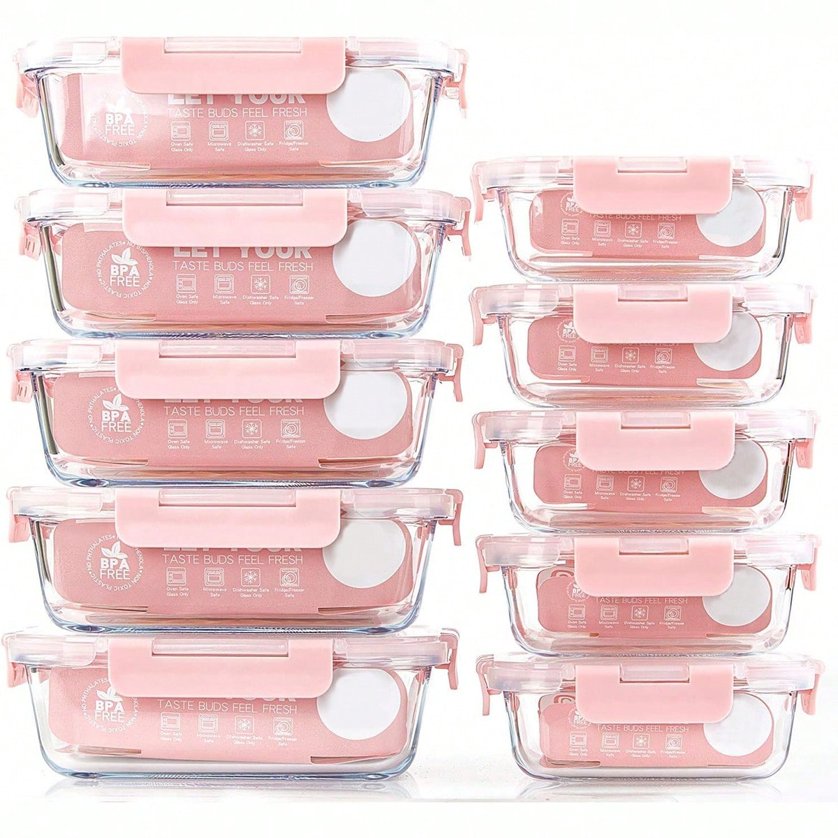 Meal Prep Freezer - Confezione da 10 contenitori in vetro
